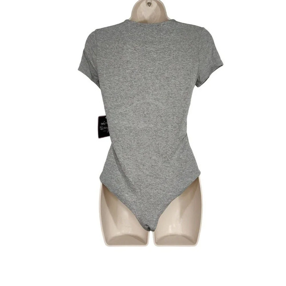 Mixed Threads Bodysuit Women Size M Heather Gray Short Sleeve NEW - Picture 3 of 6